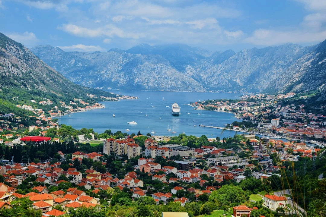 Montenegro coastal sights collage from a sailor's perspective: bays, islands, and historic towns.