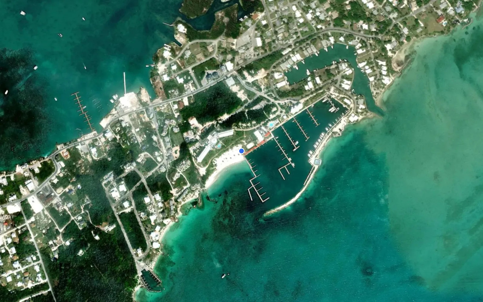 Satellite and nautical chart view of Abaco Beach Resort and Boat Harbour Marina