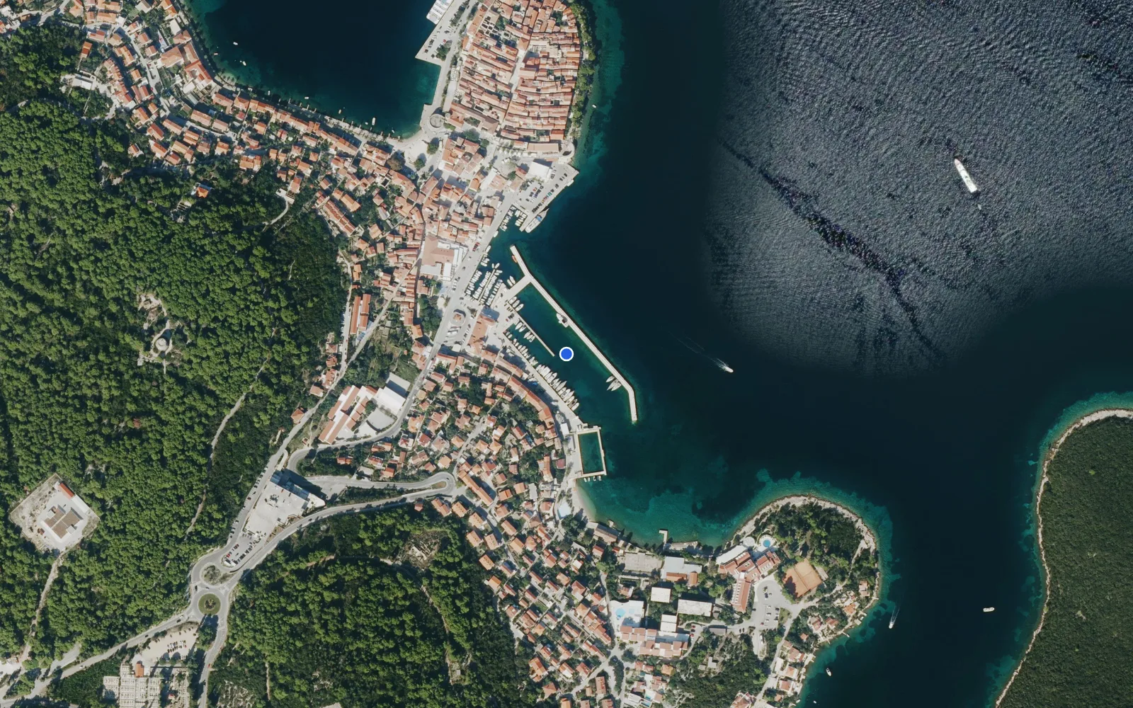 Satellite and nautical chart view of ACI Marina Korcula