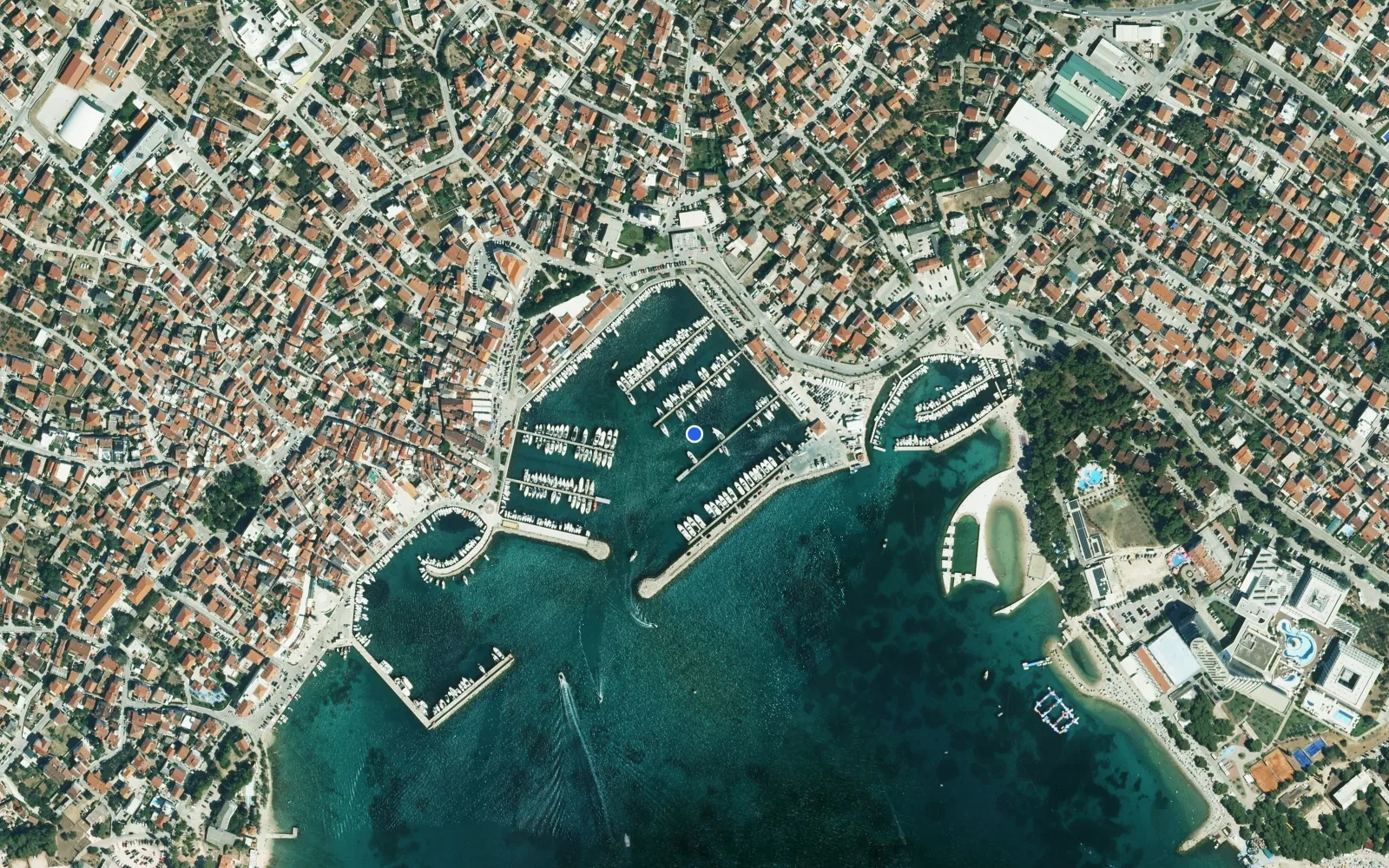 Satellite and nautical chart view of ACI Marina Vodice