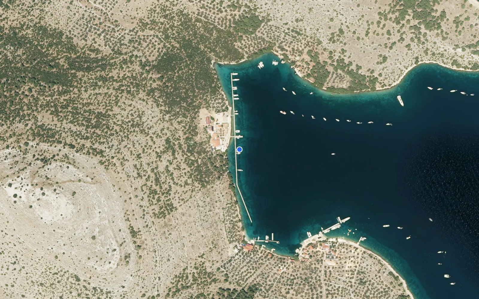 Satellite and nautical chart view of ACI Marina Zut