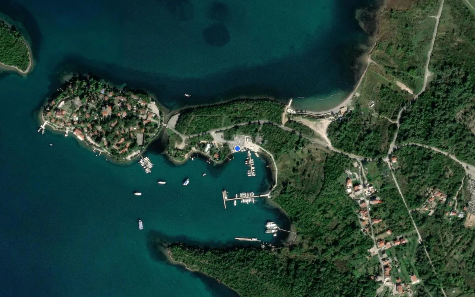 Satellite and nautical chart view of Airport Marina Tivat
