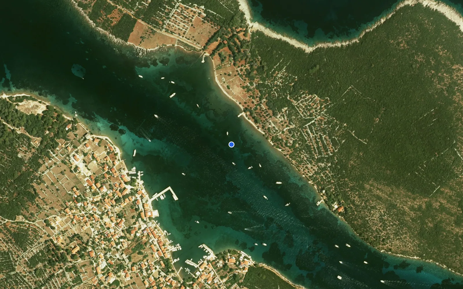 Satellite and nautical chart view of Ankerplatz Ilovik