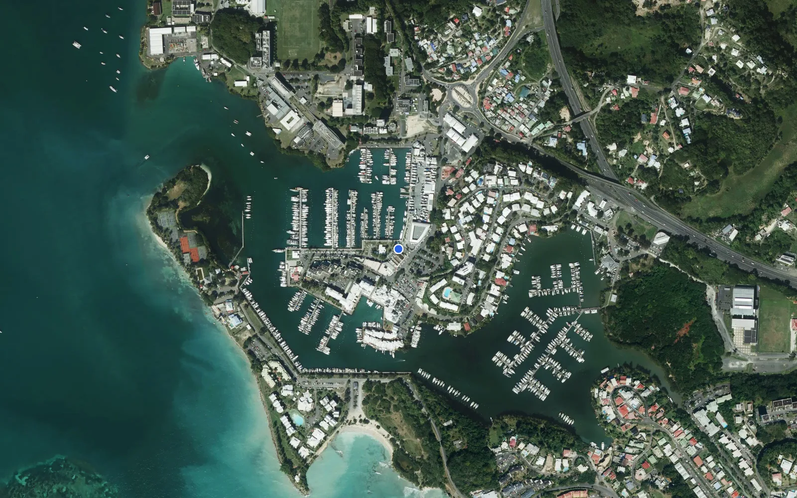 Satellite and nautical chart view of Bas-du-Fort Marina