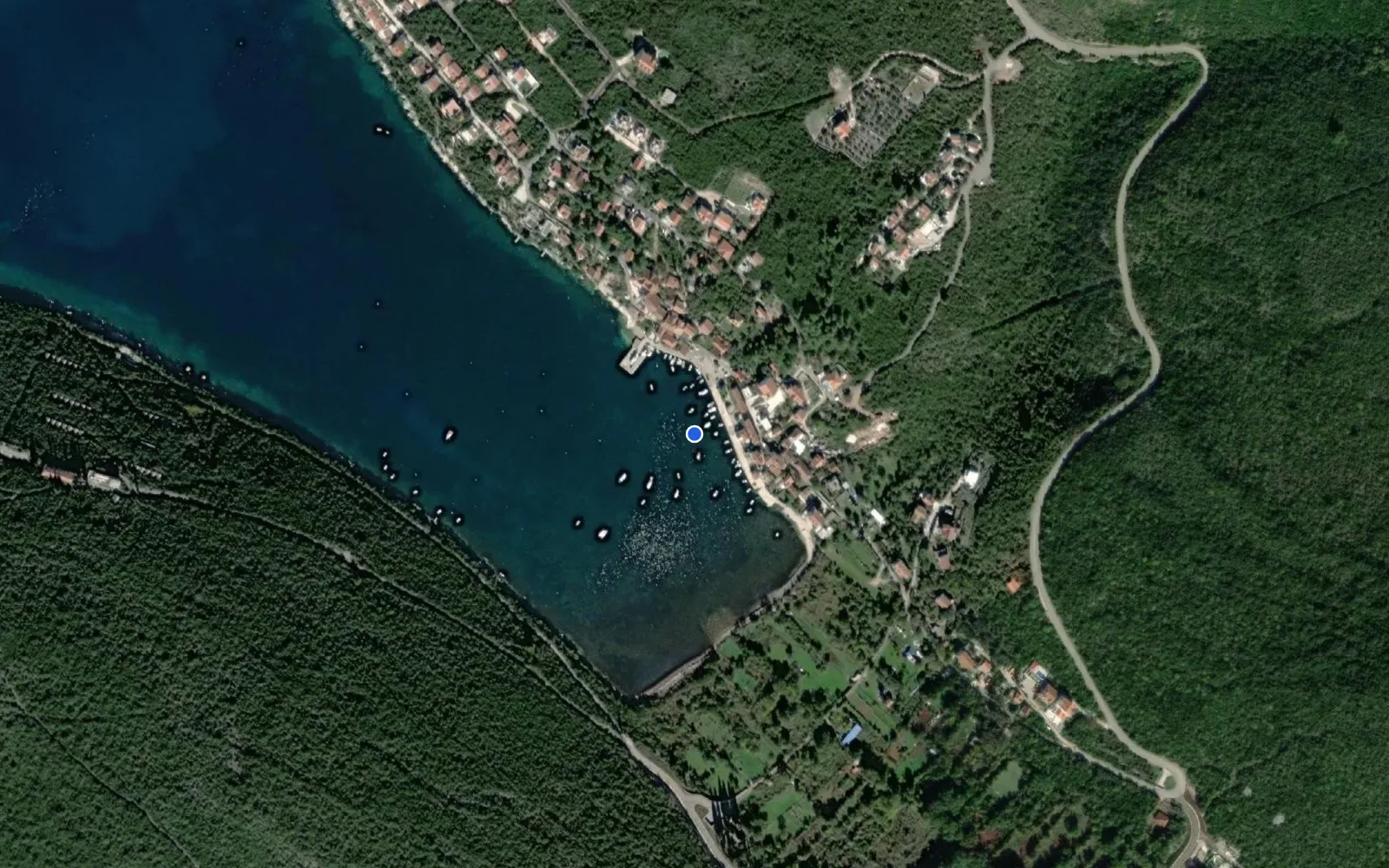 Satellite and nautical chart view of Bigova