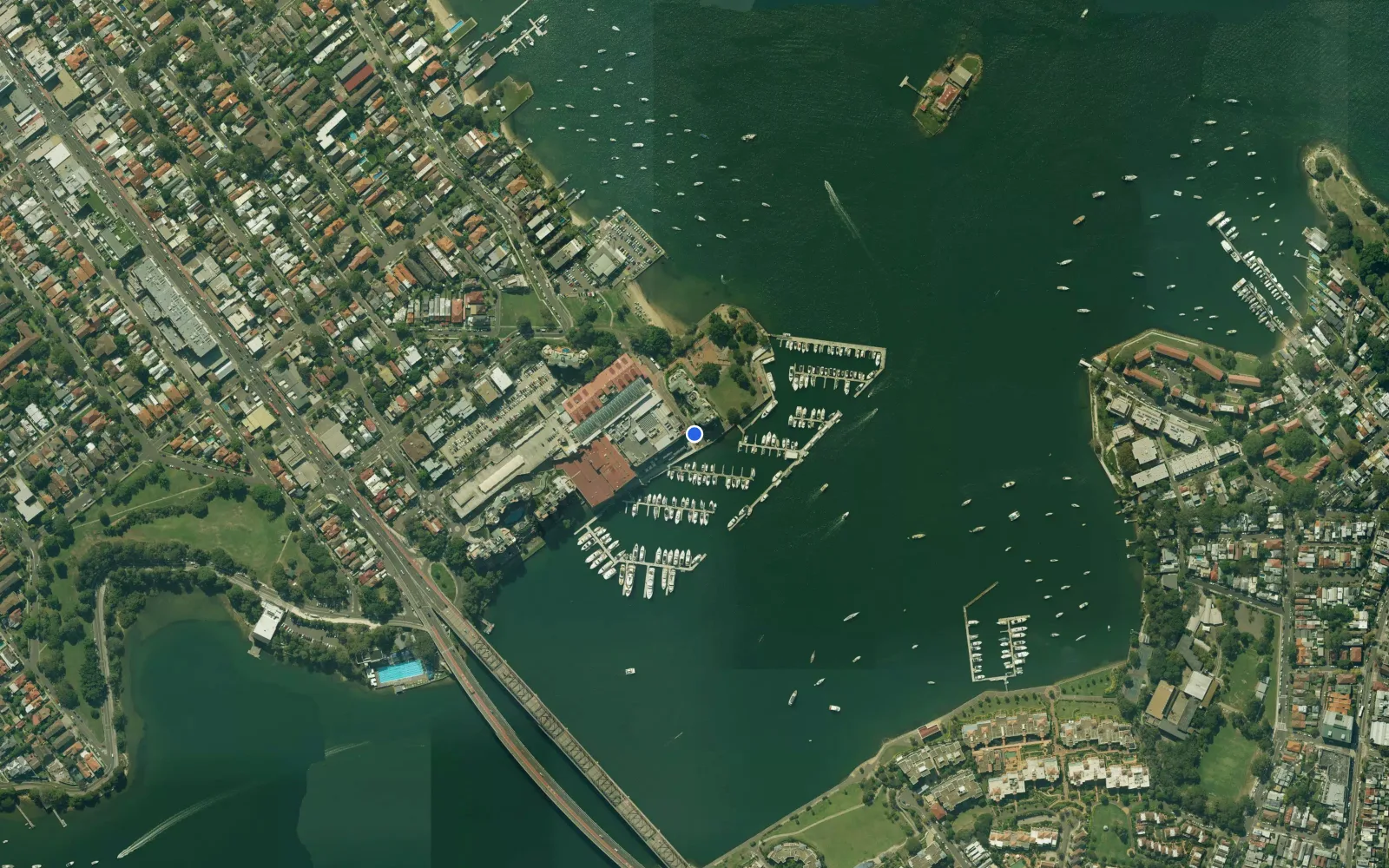 Satellite and nautical chart view of Birkenhead Point Marina