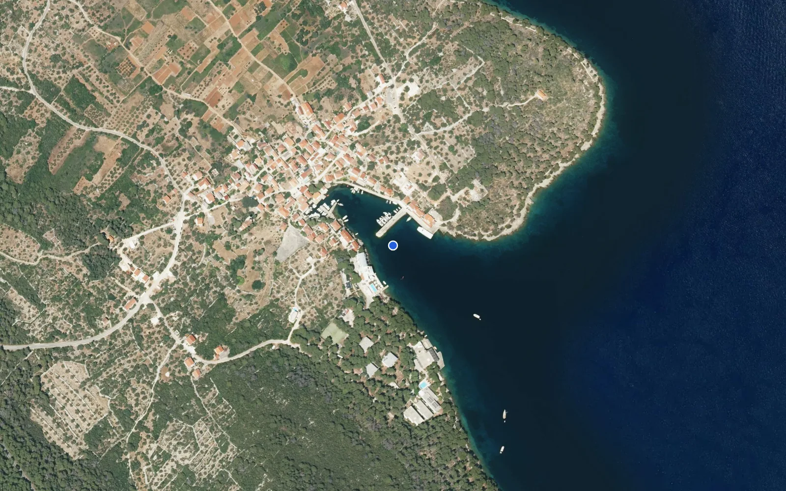 Satellite and nautical chart view of Bozava