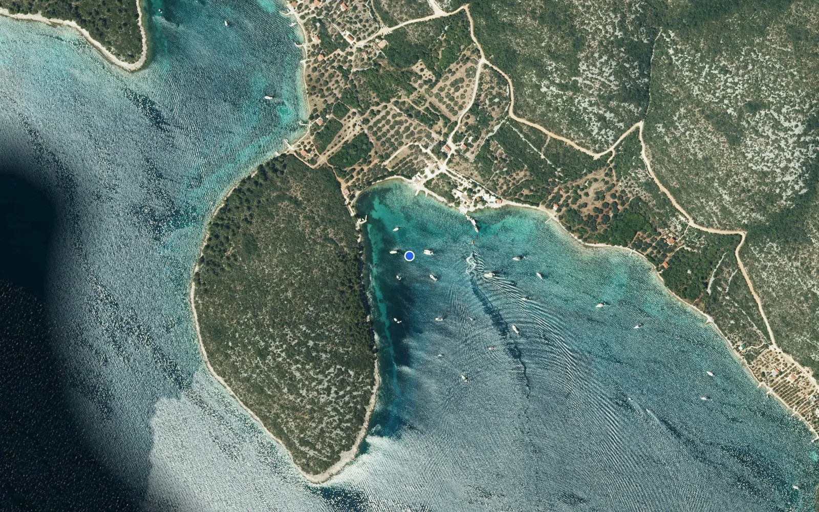 Satellite and nautical chart view of Bucht Soline 1, Insel Pasman