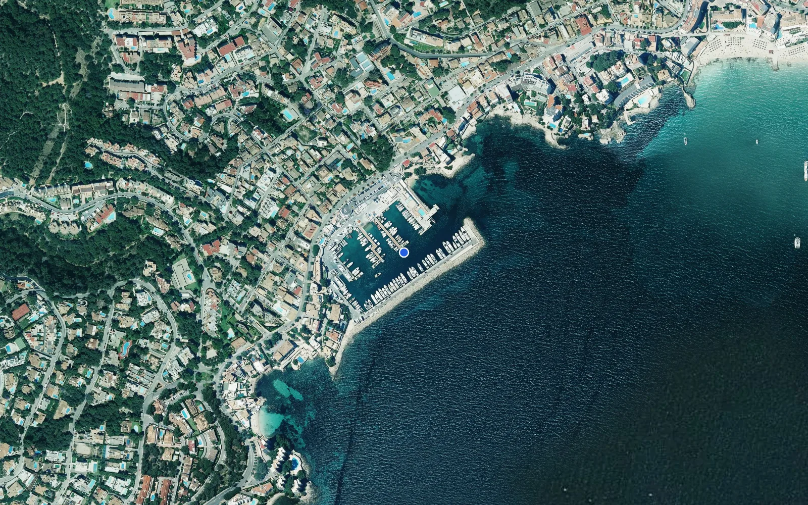 Satellite and nautical chart view of Port Calanova