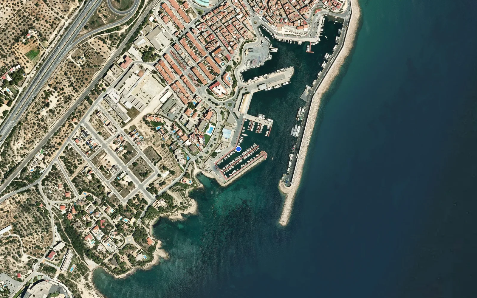 Satellite and nautical chart view of Club Nautic l'Ametlla de Mar