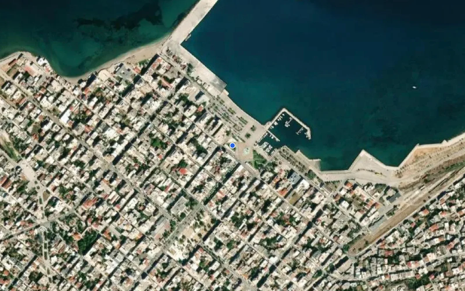 Satellite and nautical chart view of Corinth Marina