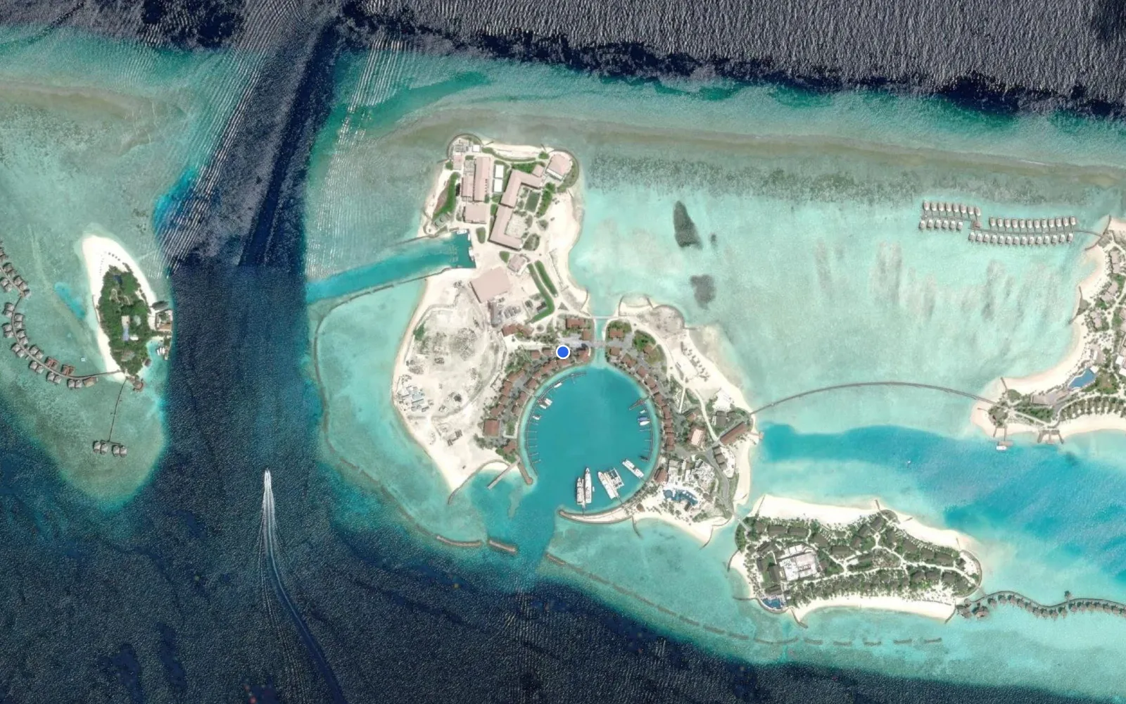 Satellite and nautical chart view of Crossroads Maldives Marina