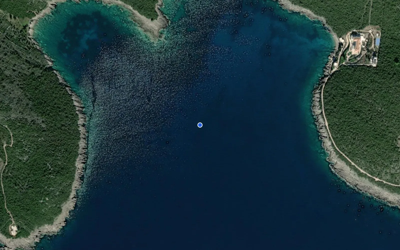Satellite and nautical chart view of Dobra luka