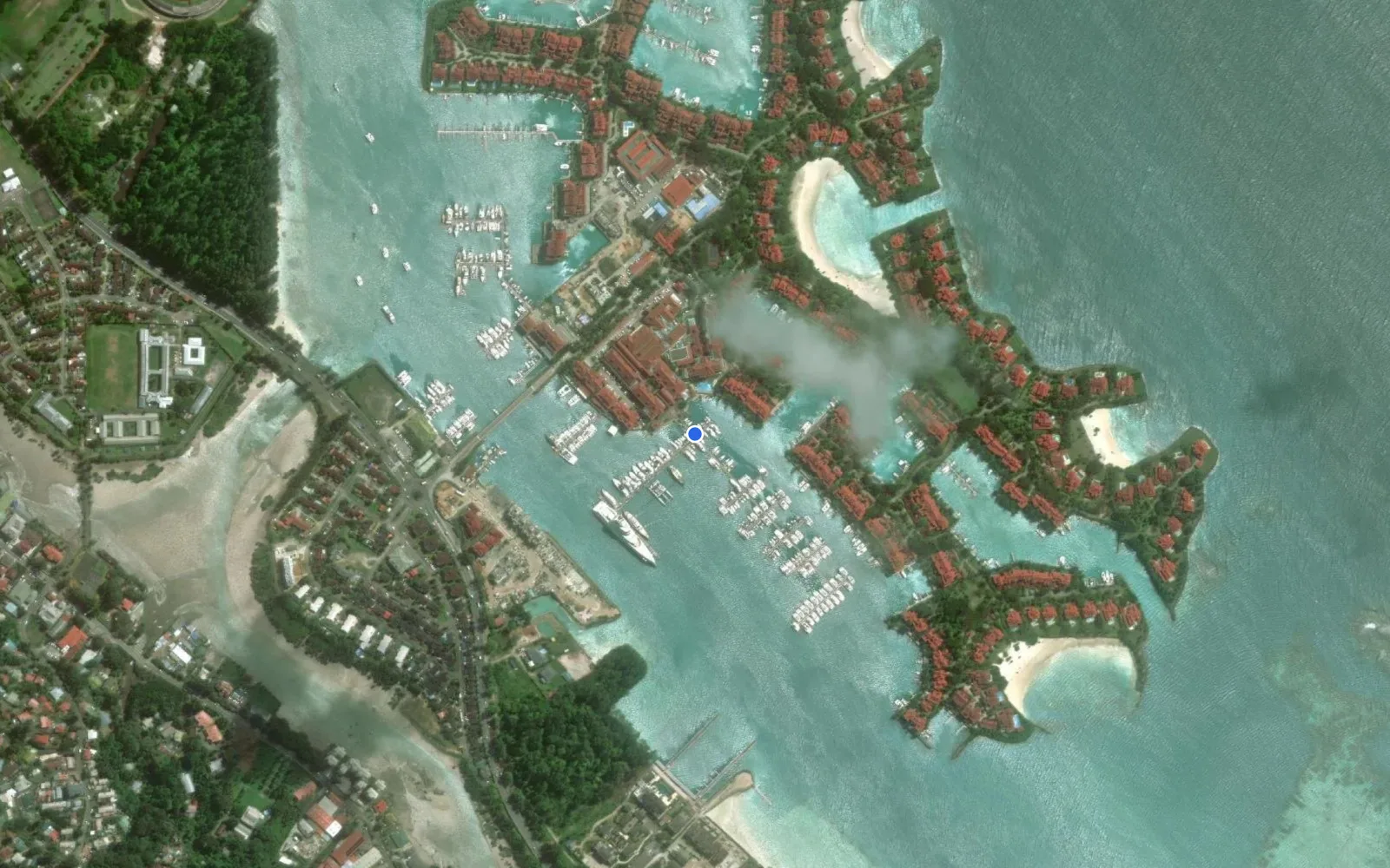Satellite and nautical chart view of Eden Island