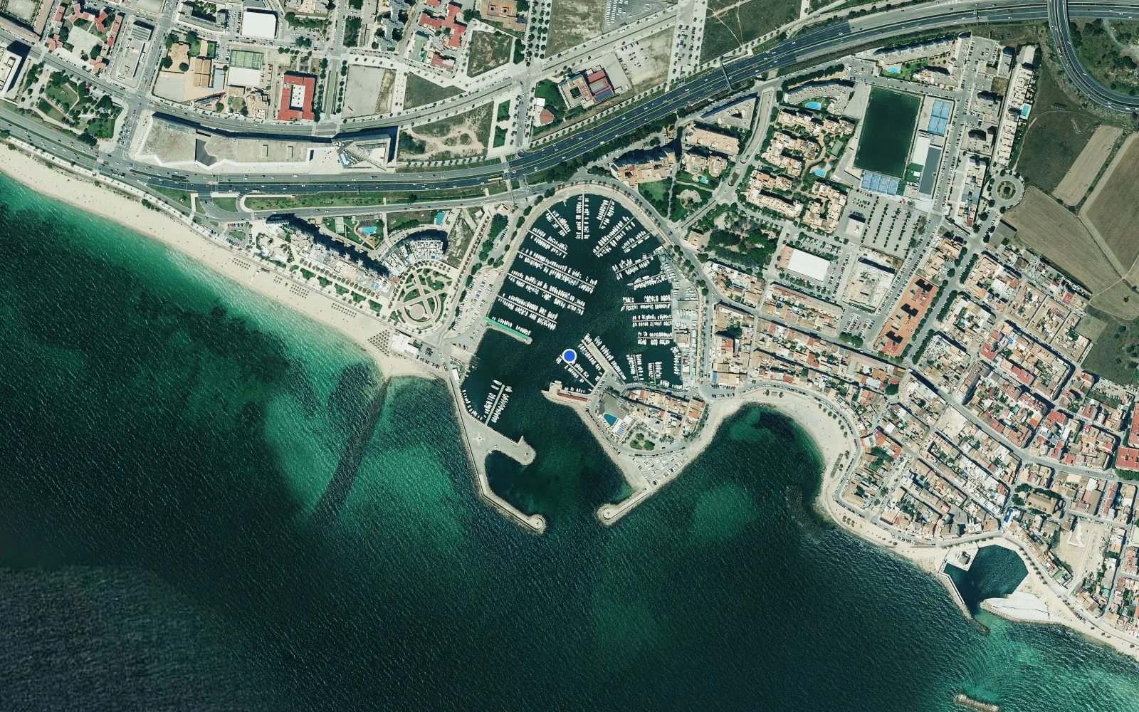 Satellite and nautical chart view of es Portitxol