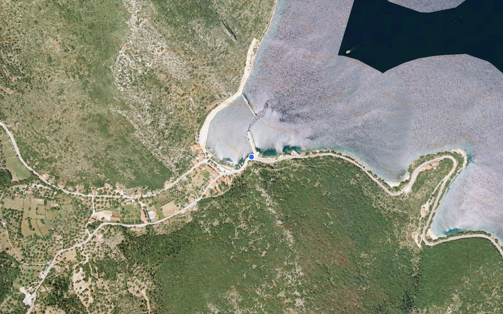 Satellite and nautical chart view of Frikes Marina