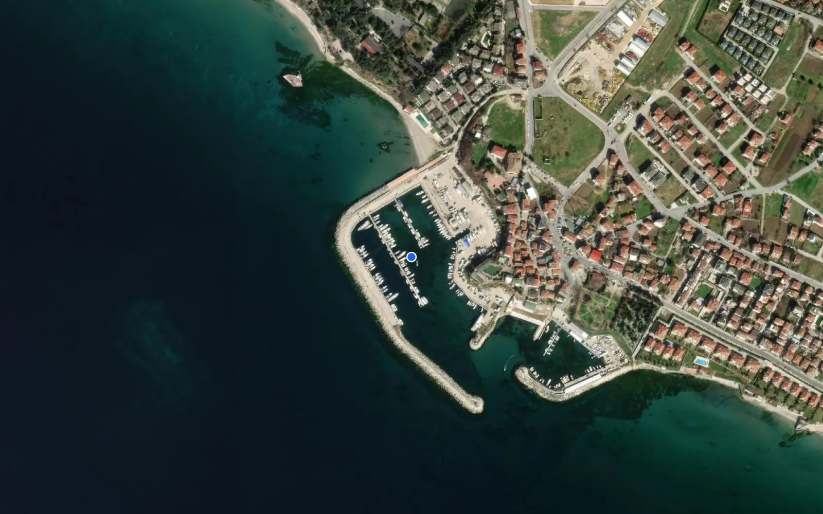 Satellite and nautical chart view of Guzelce Marina