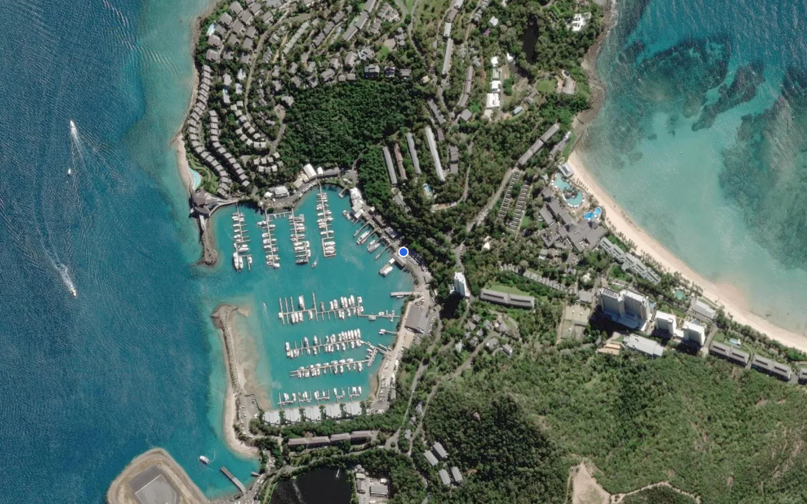 Satellite and nautical chart view of Hamilton Island Marina