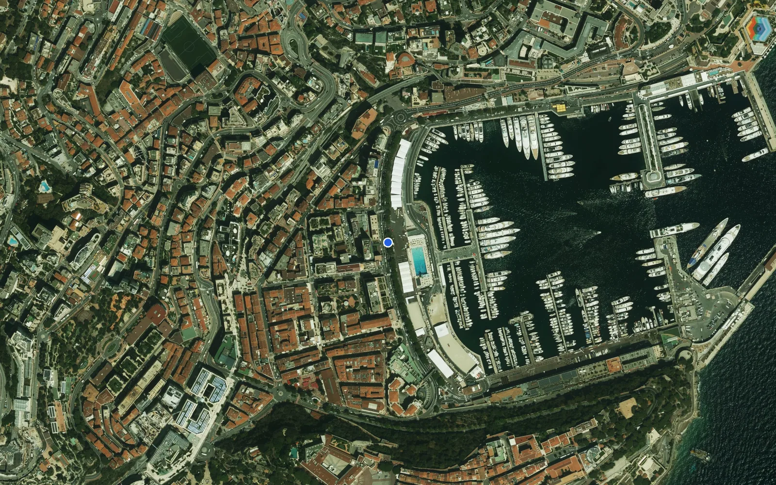 Satellite and nautical chart view of Hercule Port Monaco