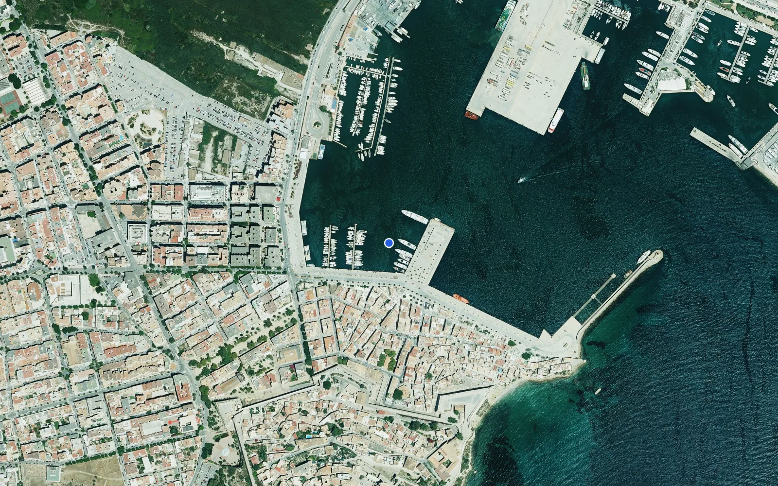 Satellite and nautical chart view of Ibiza Magna