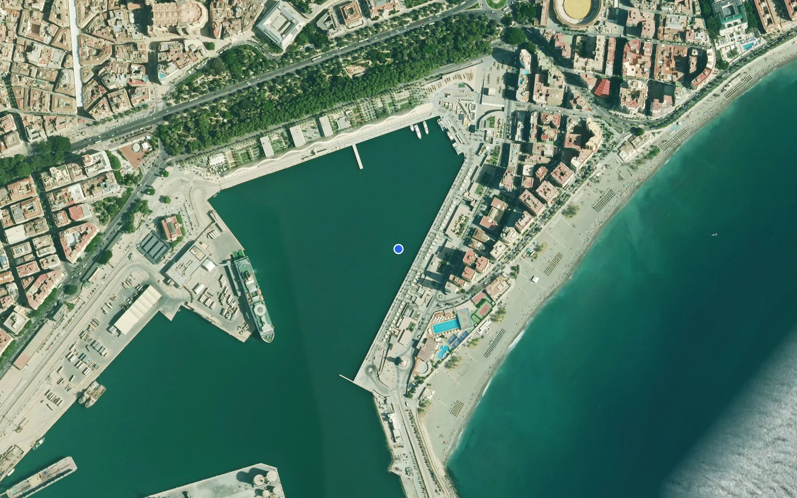 Satellite and nautical chart view of IGY Malaga Marina