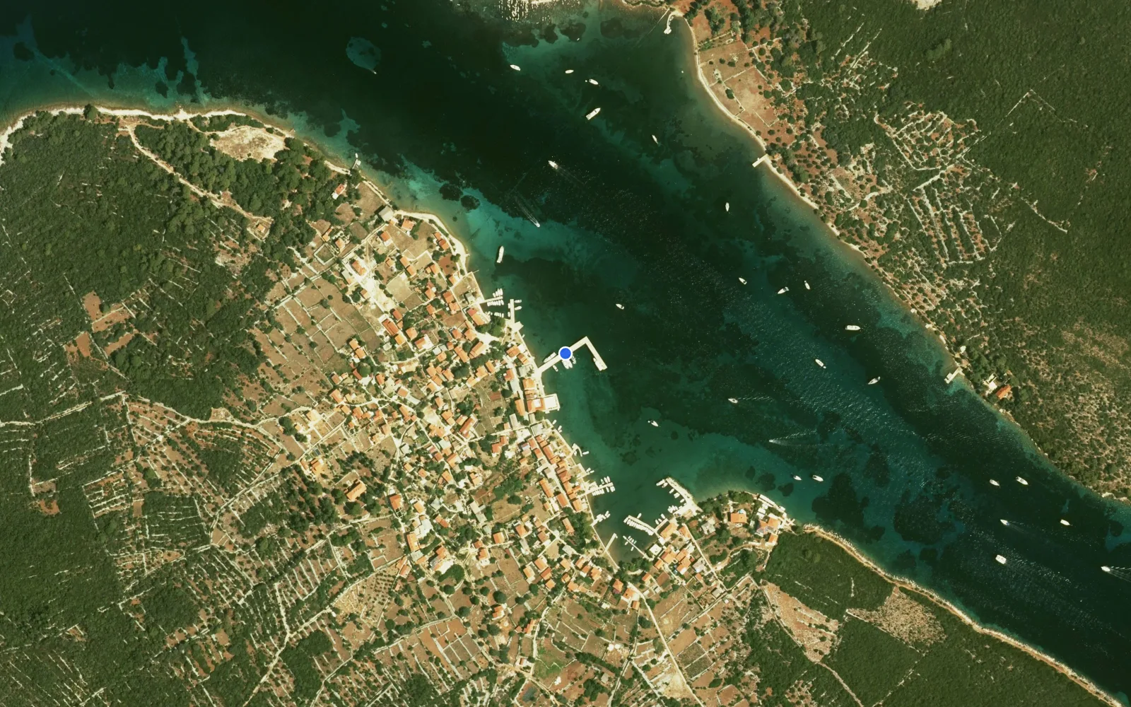 Satellite and nautical chart view of Ilovik
