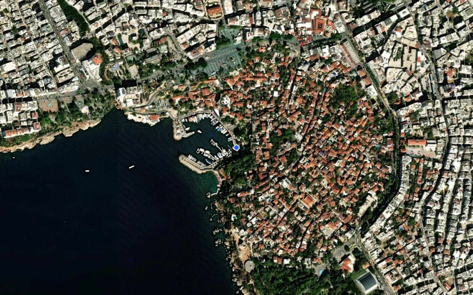 Satellite and nautical chart view of Kaleici Yat Limani Antalya