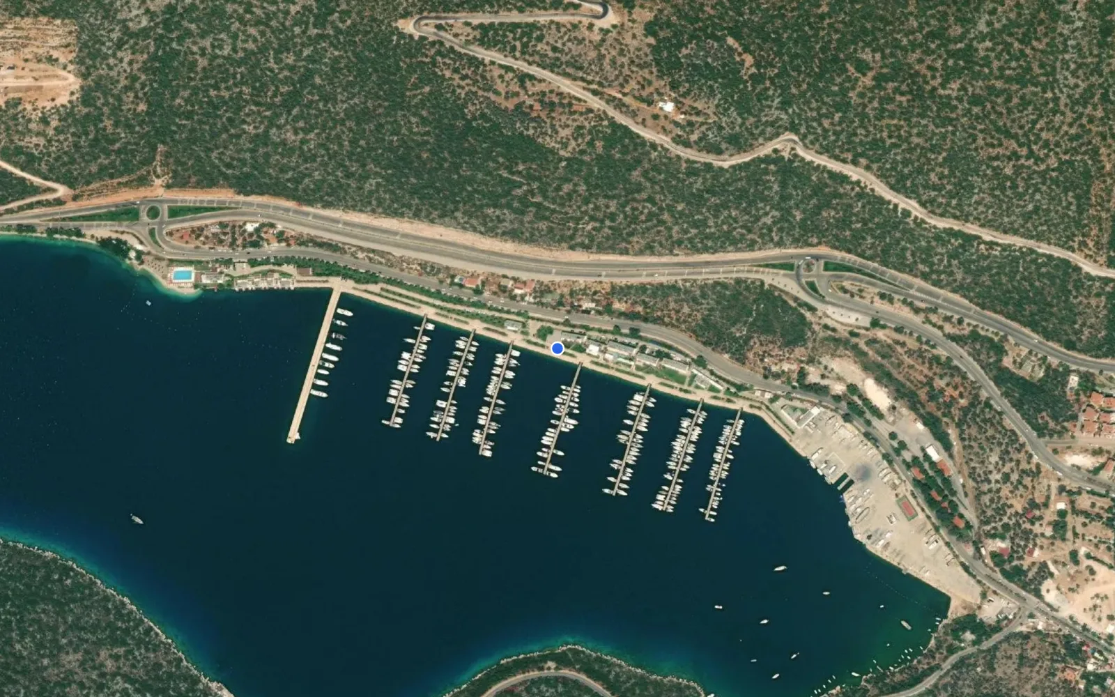 Satellite and nautical chart view of Kas Marina