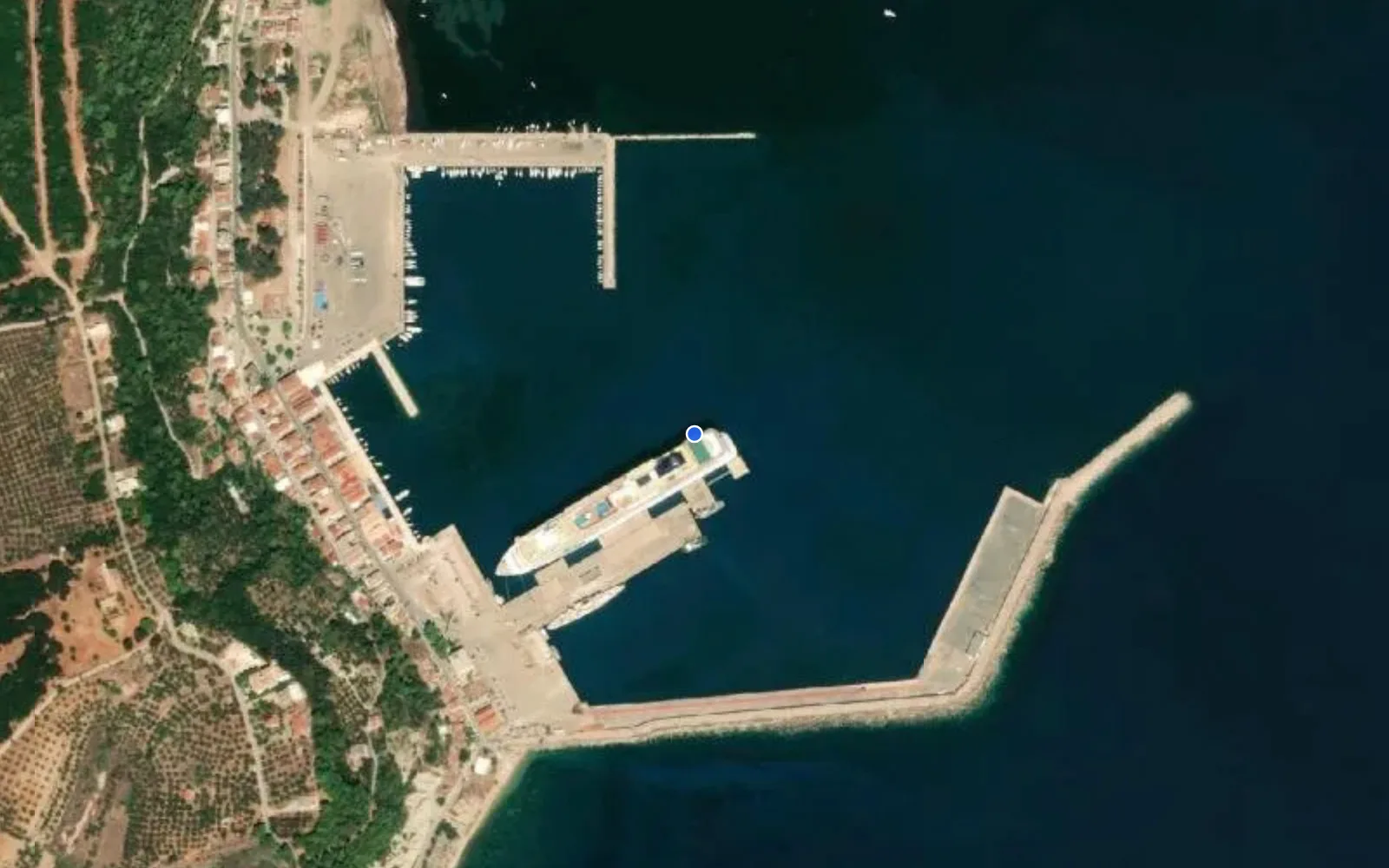 Satellite and nautical chart view of Katakolon Port