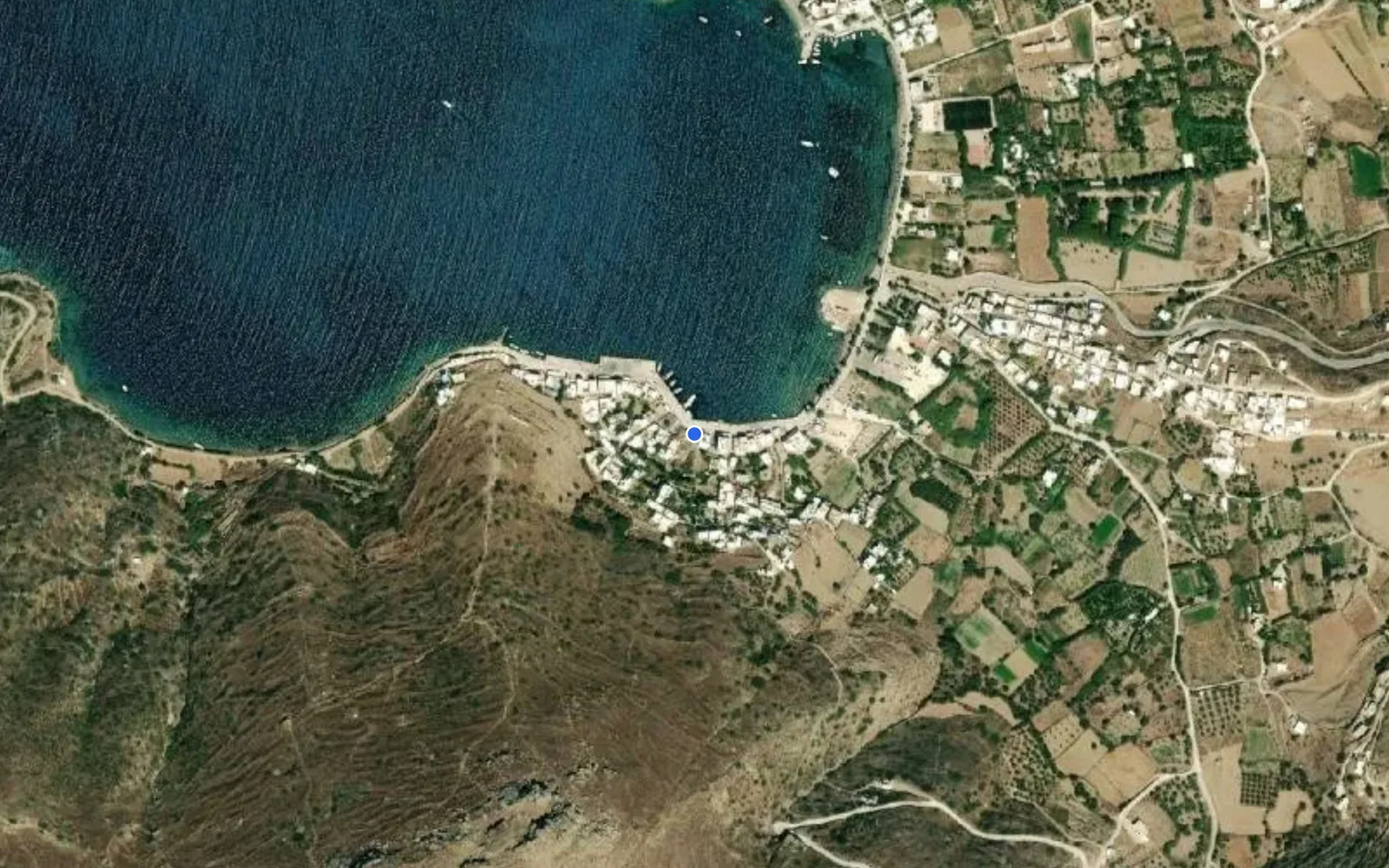 Satellite and nautical chart view of Katapola Marina