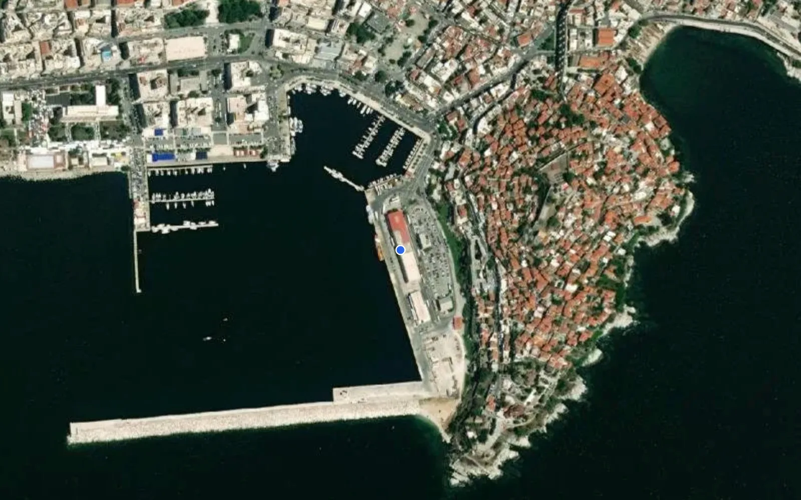 Satellite and nautical chart view of Kavala Marina