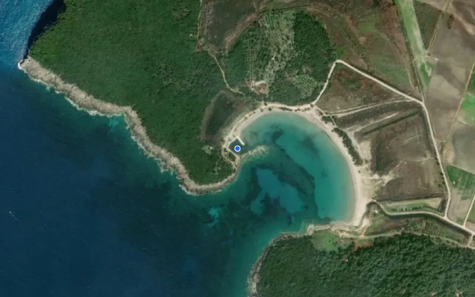 Satellite and nautical chart view of Kerentzas