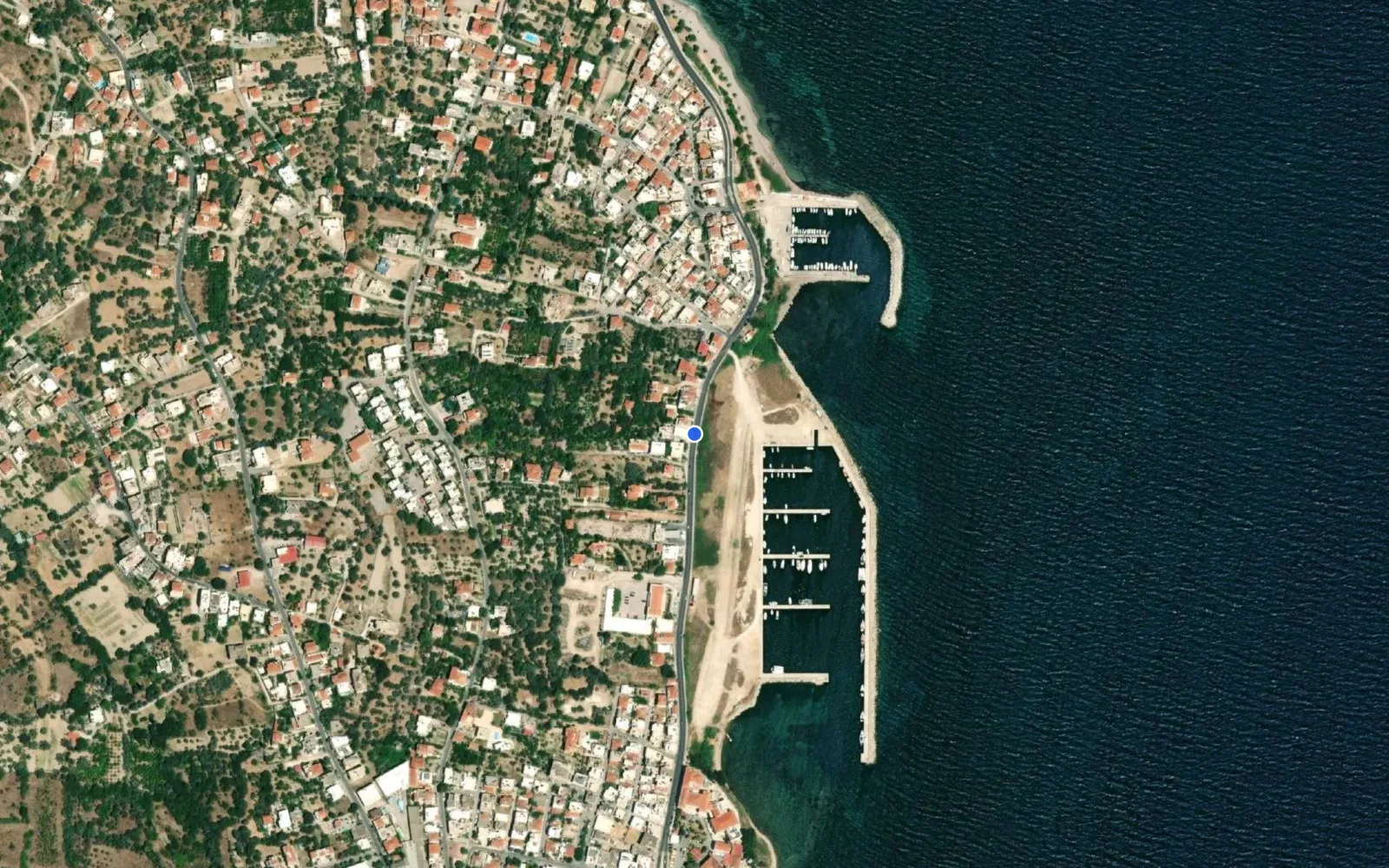 Satellite and nautical chart view of Khios Marina