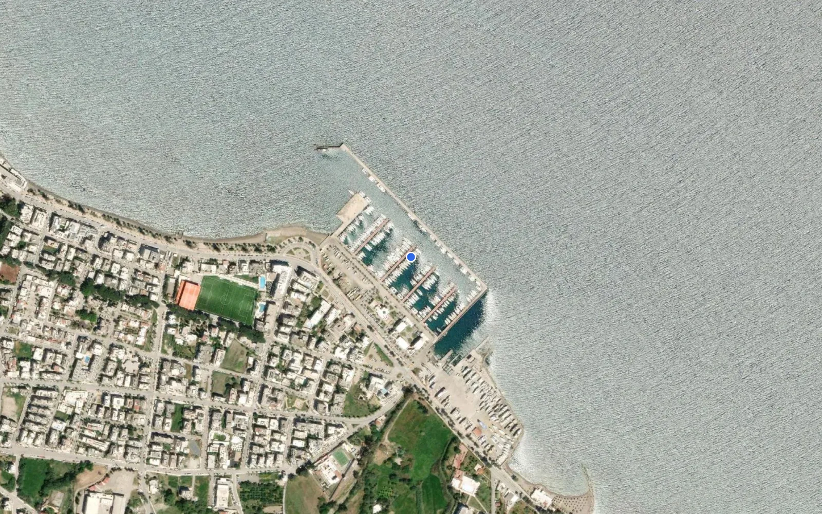 Satellite and nautical chart view of Kos Marina