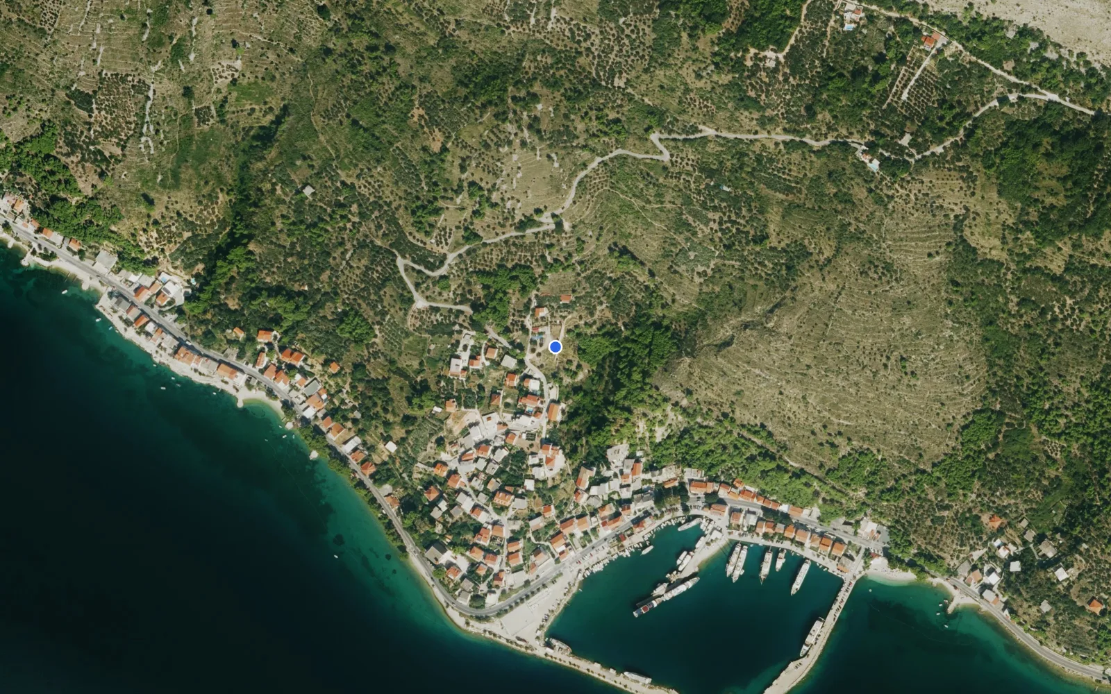 Satellite and nautical chart view of Krilo Marina