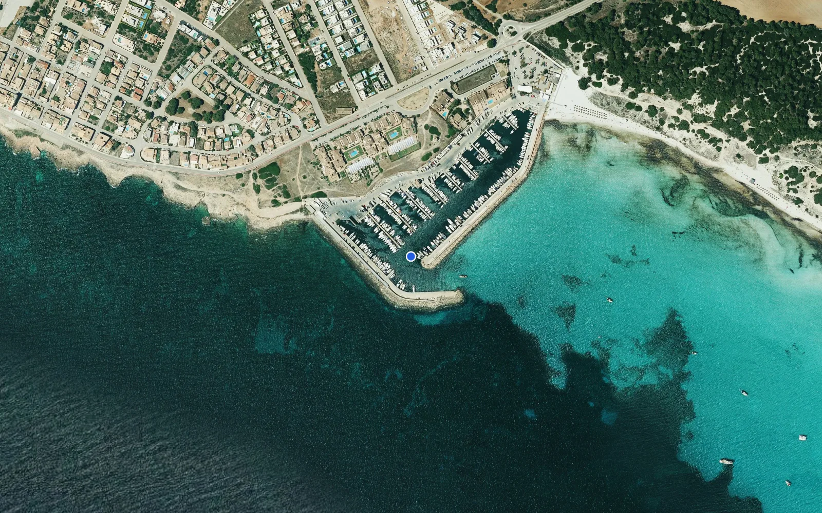 Satellite and nautical chart view of La Rapita