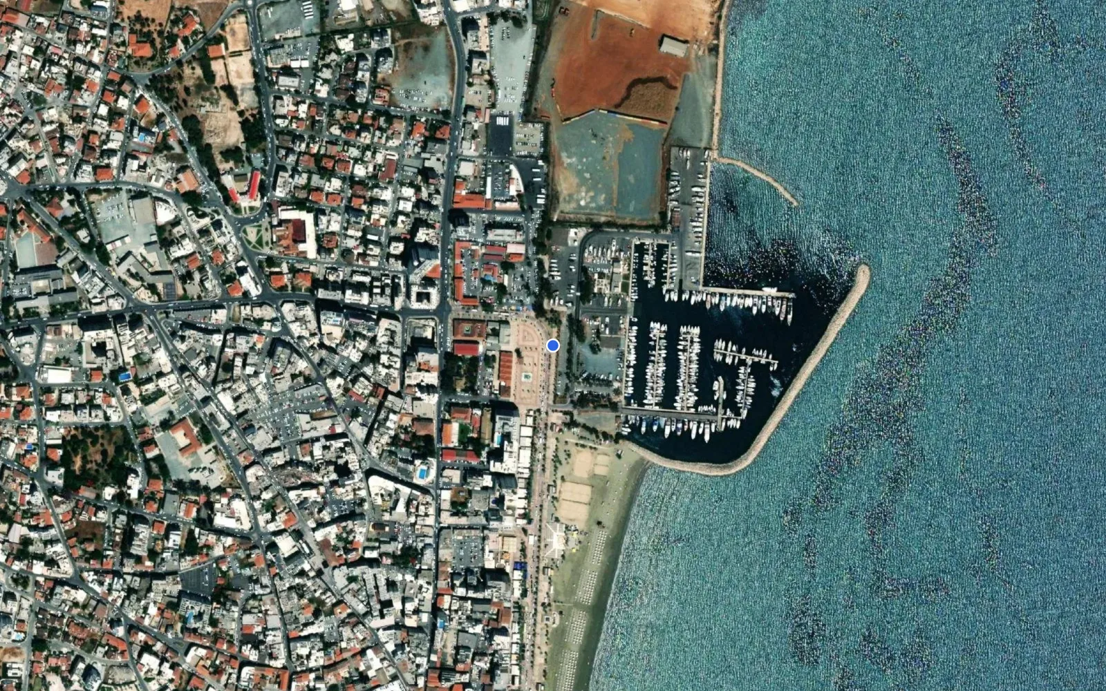 Satellite and nautical chart view of Larnaca Marina