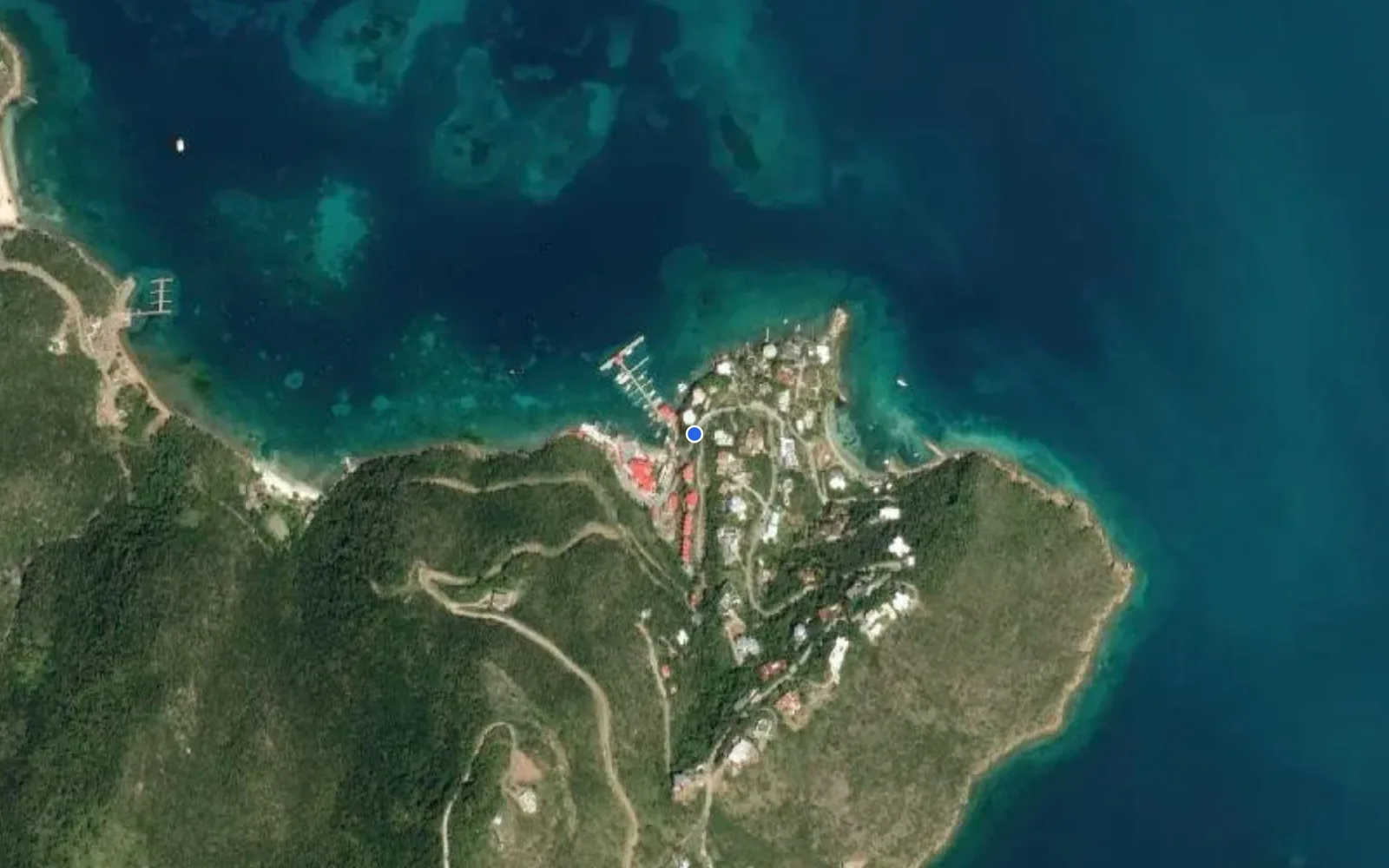 Satellite and nautical chart view of Leverick Bay Marina