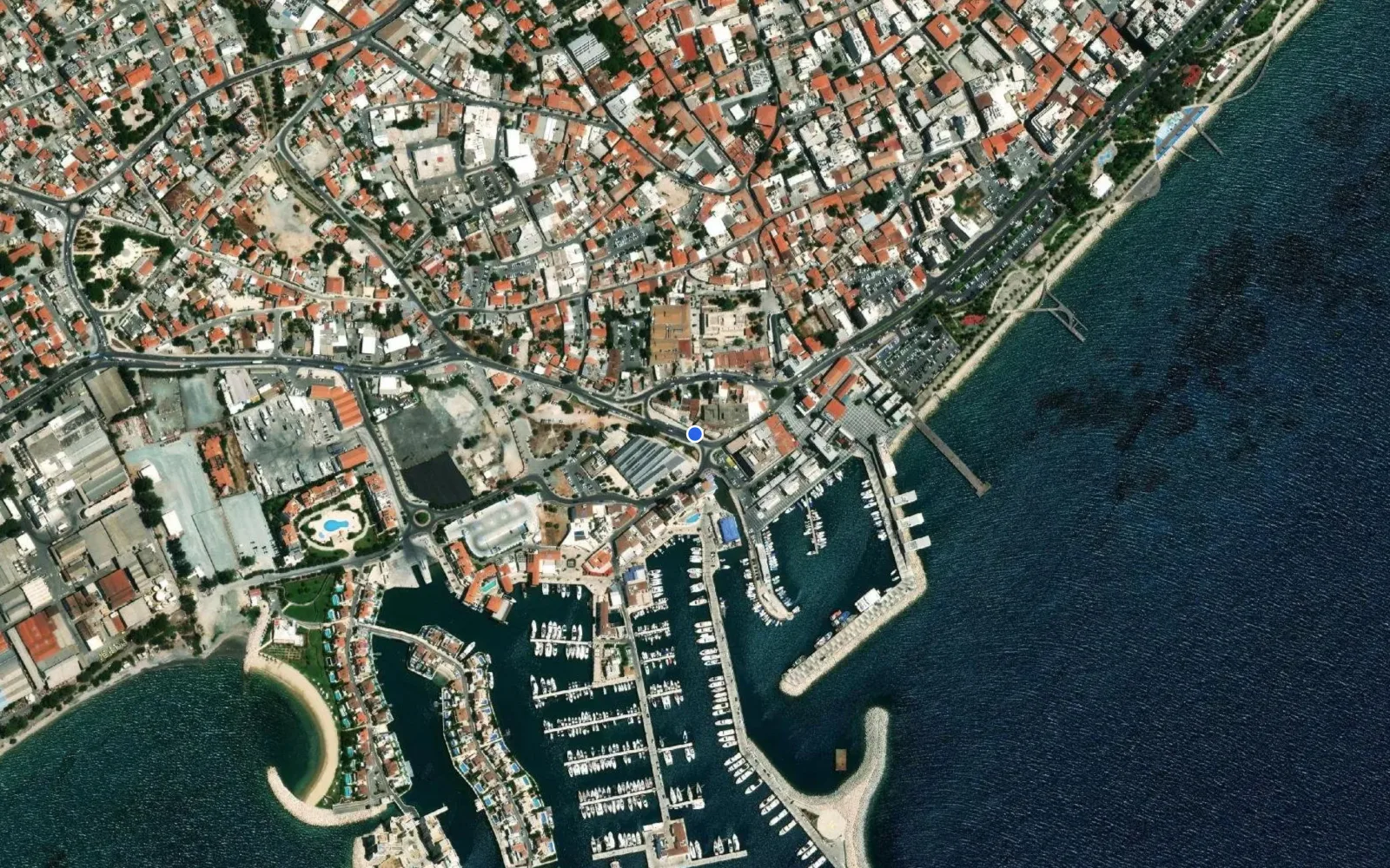 Satellite and nautical chart view of Limassol Marina