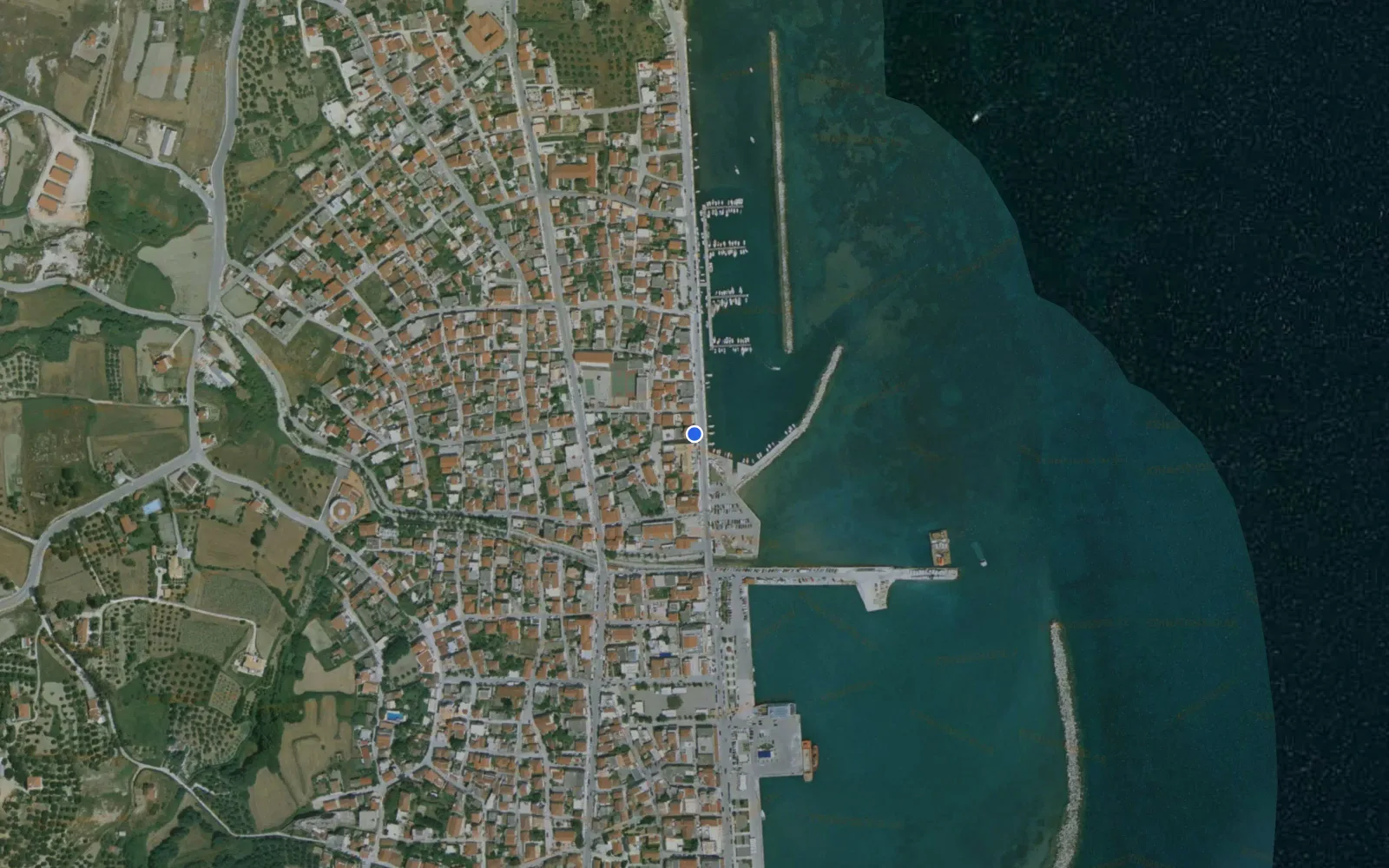 Satellite and nautical chart view of Lixouri Marina
