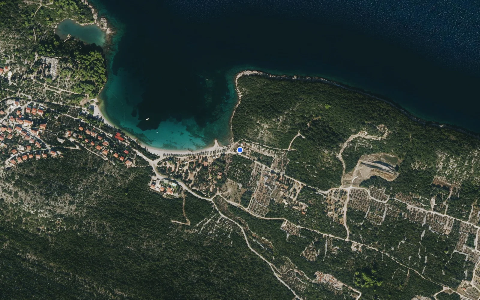 Satellite and nautical chart view of Luka Peljesac Harbour
