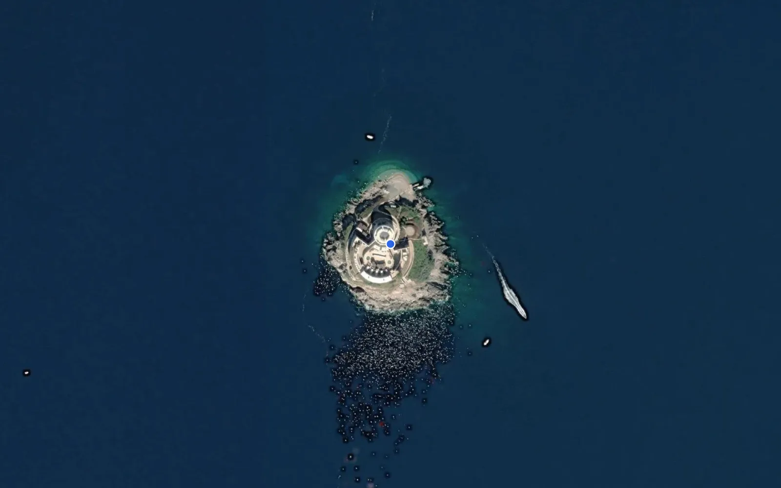 Satellite and nautical chart view of Mamula