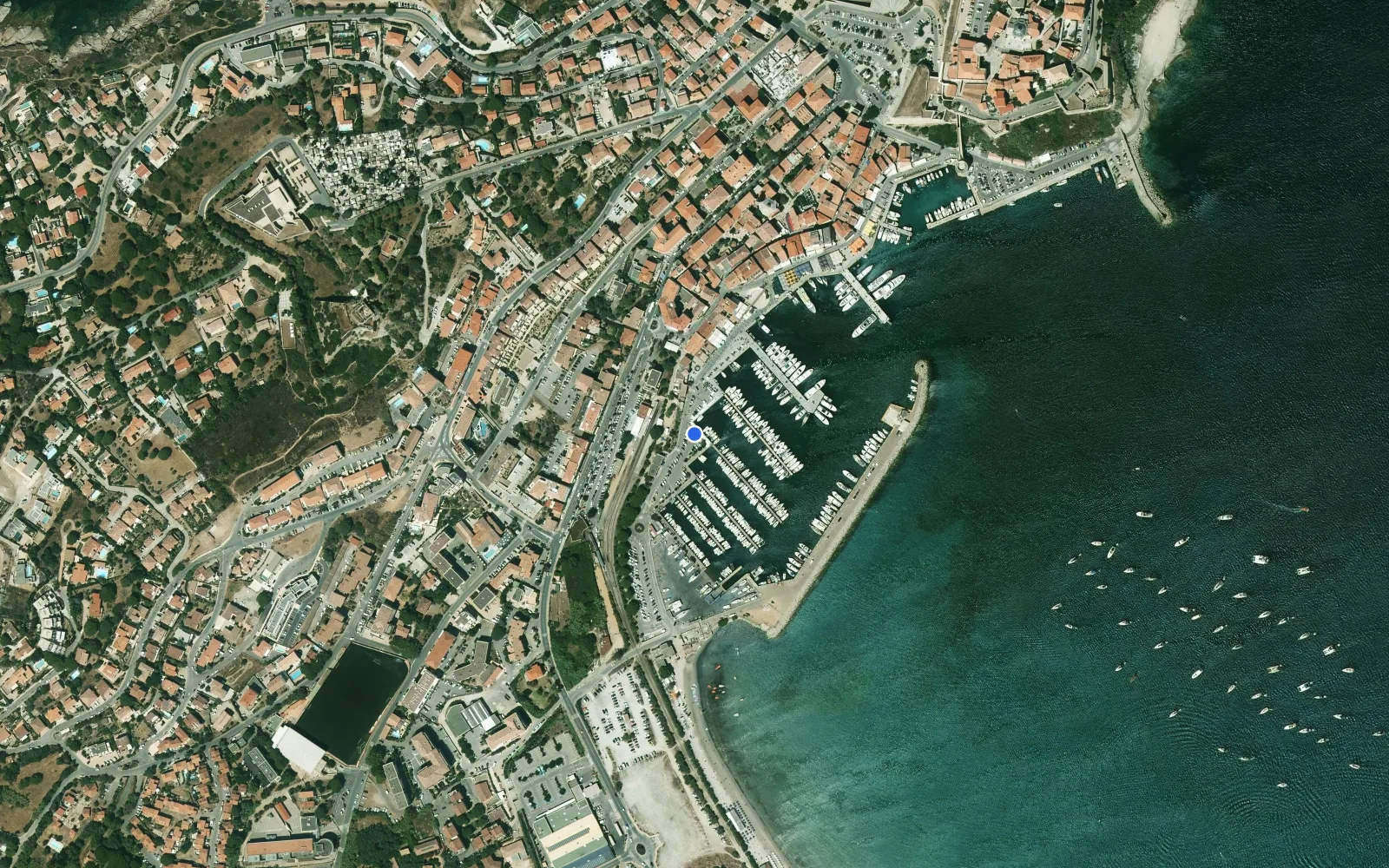 Satellite and nautical chart view of Marina Calvi
