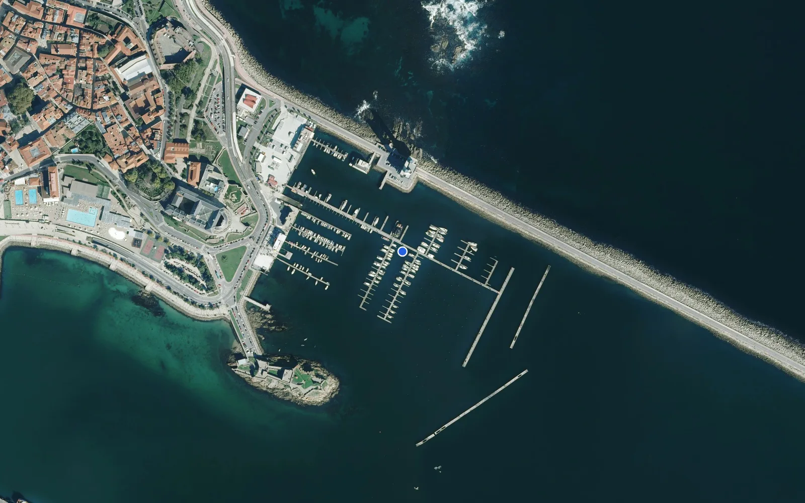Satellite and nautical chart view of Marina Coruna