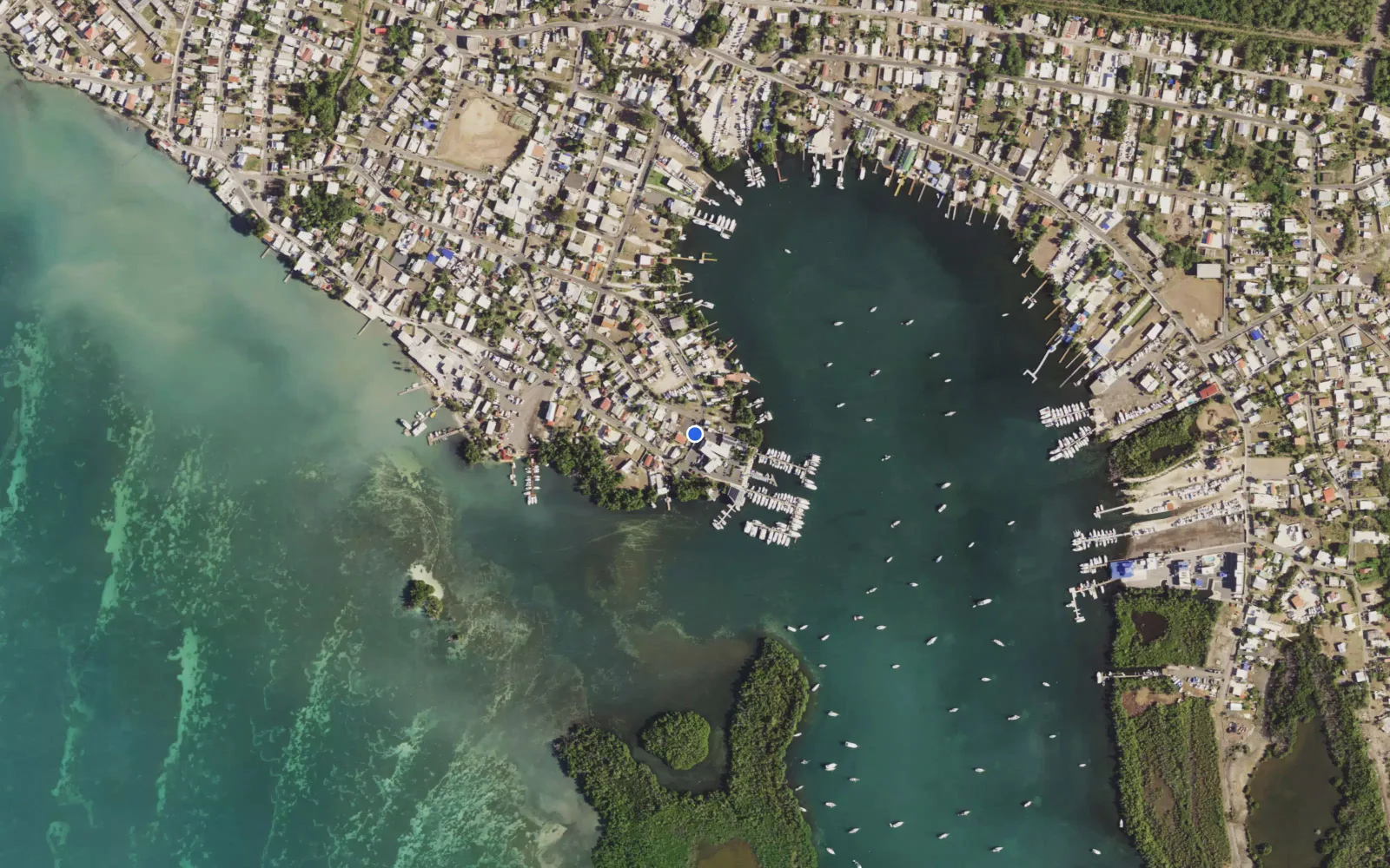 Satellite and nautical chart view of Marina De Salinas