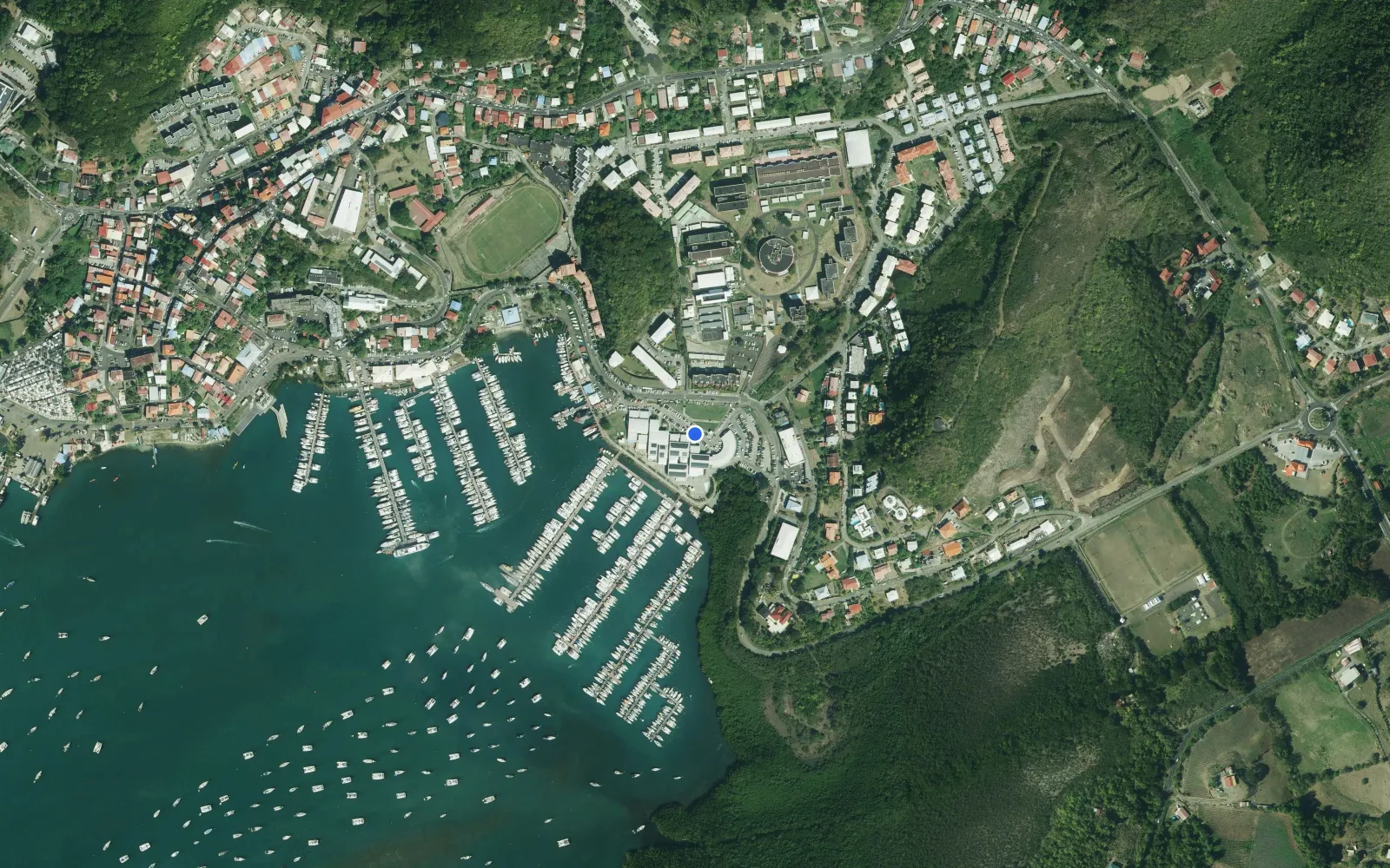Satellite and nautical chart view of Marina du Marin