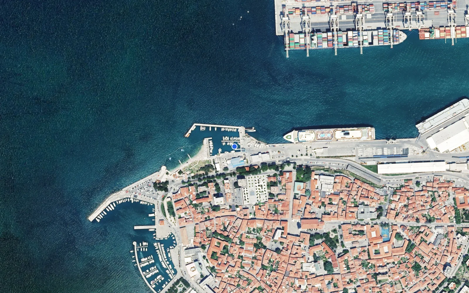 Satellite and nautical chart view of Marina Koper