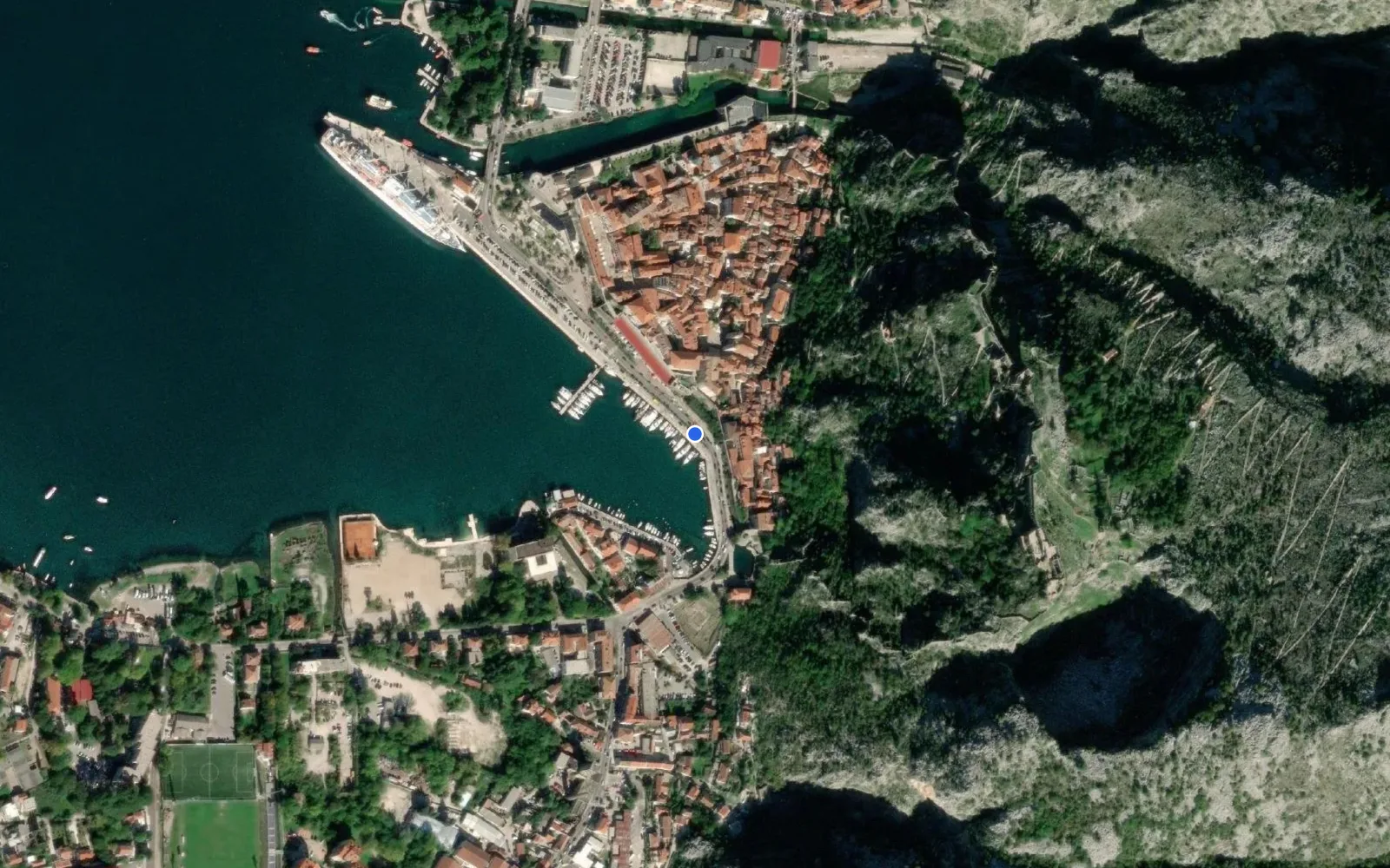 Satellite and nautical chart view of Marina Kotor