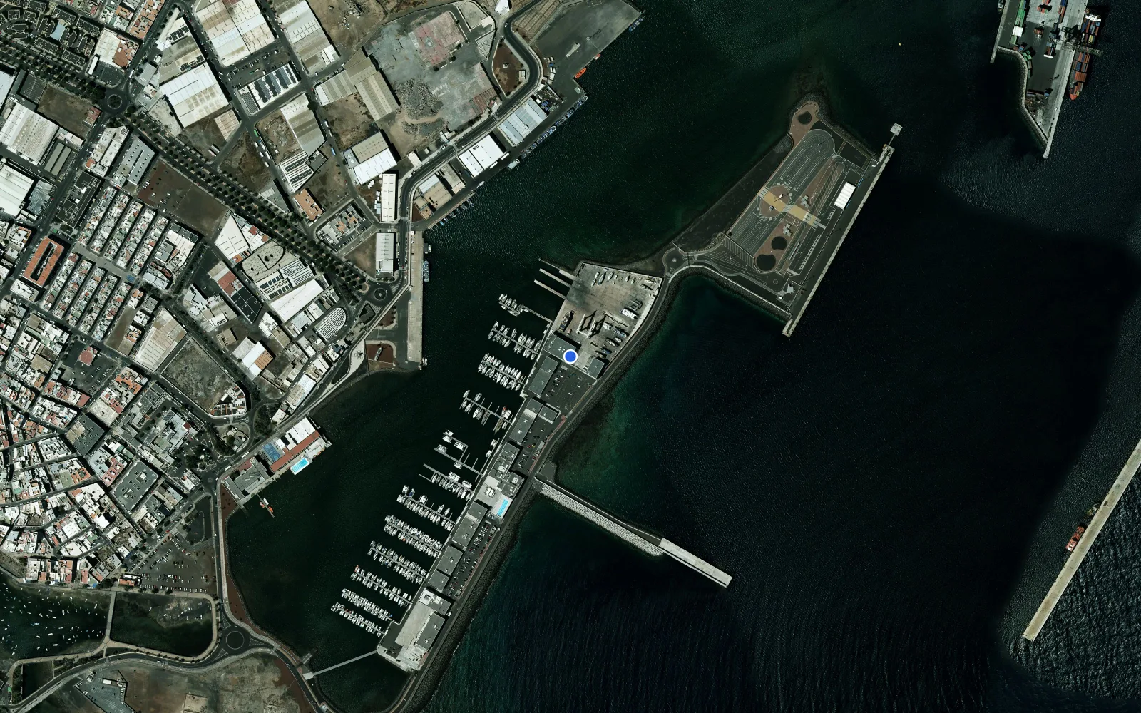 Satellite and nautical chart view of Marina Lanzarote