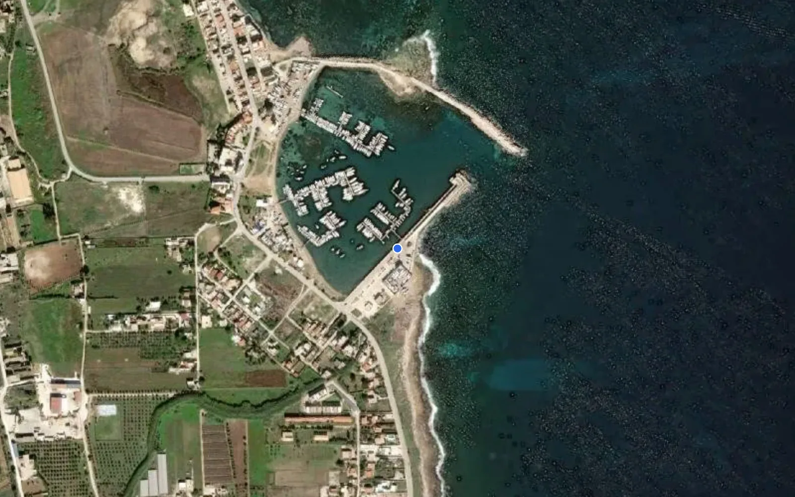 Satellite and nautical chart view of Marina Marzamemi